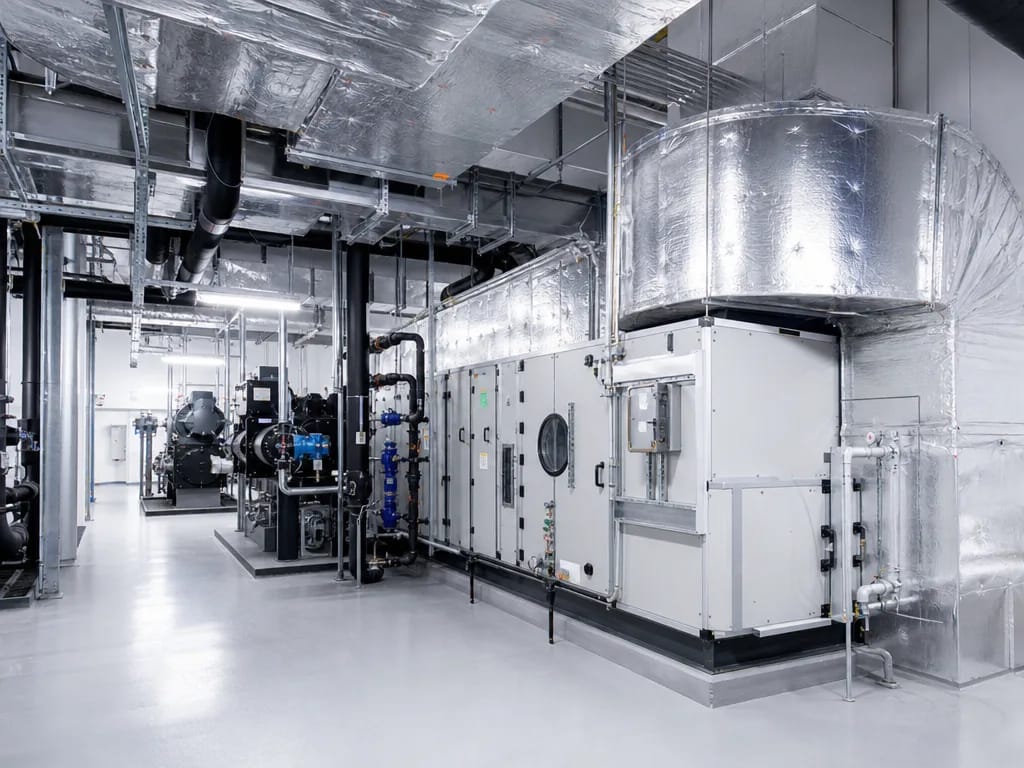 Centrale de traitement d'air et groupes froids d'un site pharmaceutique
